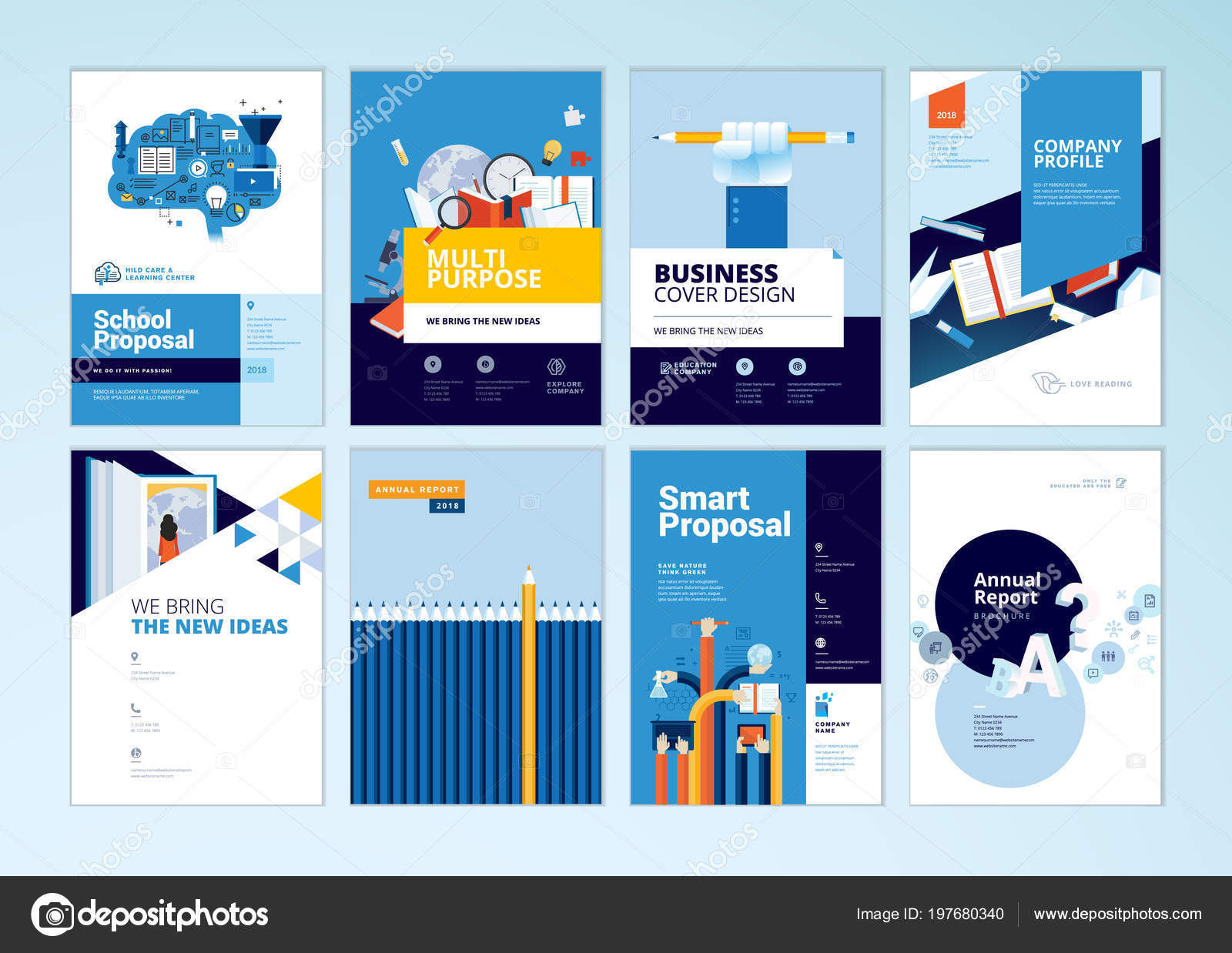 Set Brochure Design Templates Subject Education School Online In Free Education Flyer Templates