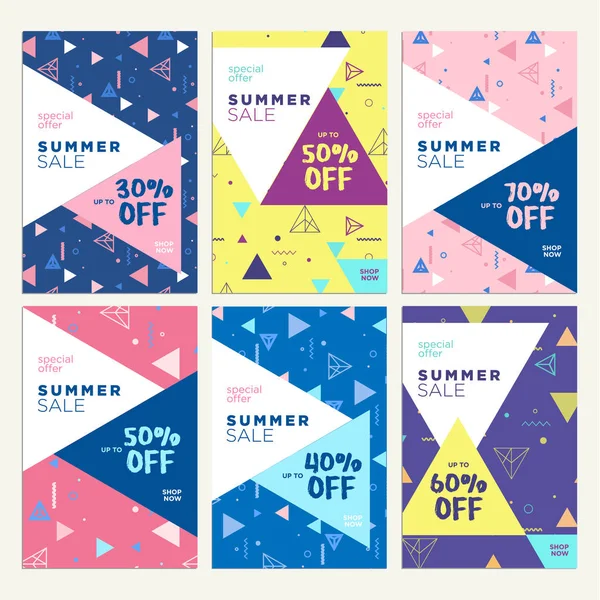 Summer Sale Banners Vector Illustrations Online Shopping Ads Posters Newsletter — Stock Vector