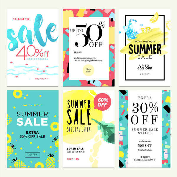 Mobile sale banner templates. Vector illustrations of online shopping ads, posters, newsletter designs, coupons, social media banners and marketing material.