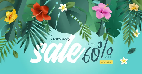 Summer Sale Vector Illustration Concept Mobile Web Banner Poster Online — Stock Vector