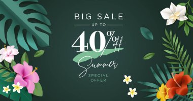 Yaz satış vektör çizim hareket eden ve sosyal medya afiş, poster, reklamlar, pazarlama malzemesi alışveriş için. Ürün tanıtım, güzellik ve kozmetik, doğal ürünler, moda için yaz öğeleri konseptiyle yazı.