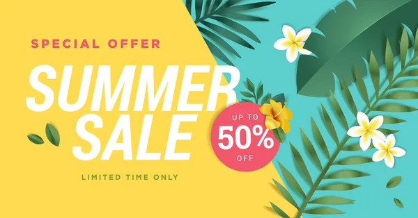 Summer Sale Vector Illustration Mobile Social Media Banner Poster Shopping — Stock Vector