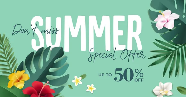 Summer Sale Vector Illustration Mobile Social Media Banner Poster Shopping — Stock Vector