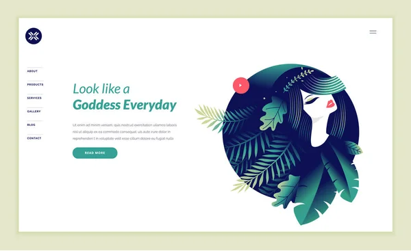 Plantilla Diseño Página Web Para Belleza Spa Bienestar Productos Naturales — Vector de stock