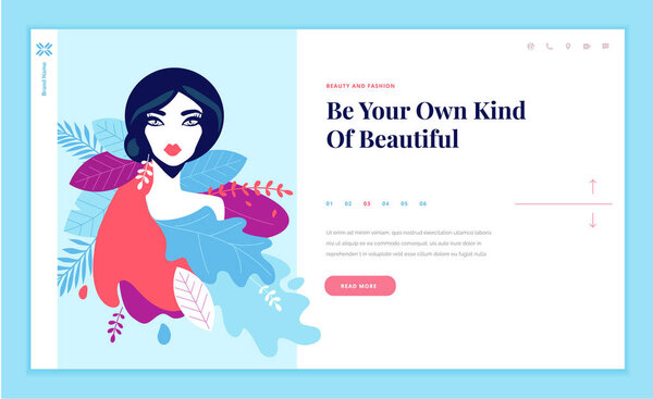 Web page design template for beauty, spa, wellness, natural products, cosmetics, body care, healthy life. Modern flat design vector illustration concept for website and mobile website development. 