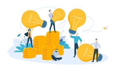 Vektör illüstrasyon kavramı büyük fikir, yenilikçi çözümler. Web reklam, pazarlama malzemeleri, halkla ilişkiler iş sunumu için yaratıcı düz tasarım.