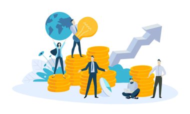 Vektör illüstrasyon kavramı bankacılık, yatırım, büyüme para, iş için kredi. Web reklam, pazarlama malzemeleri, halkla ilişkiler iş sunumu için yaratıcı düz tasarım.