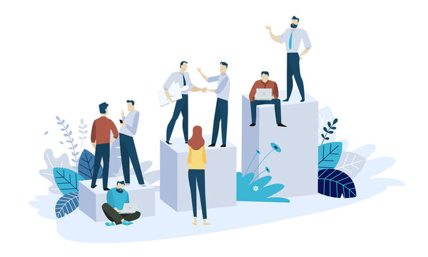 Векторная иллюстрация концепции тимбилдинга. Креативный плоский дизайн для веб-баннера, маркетинговых материалов, бизнес-презентаций, интернет-рекламы.