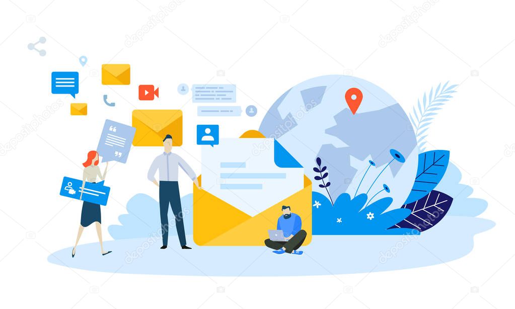 Vector illustration concept of email marketing . Creative flat design for web banner, marketing material, business presentation, online advertising.