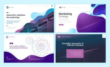Set of web page design templates with abstract background for marketing, seo, website design. Modern vector illustration concepts for website and mobile website development.  clipart