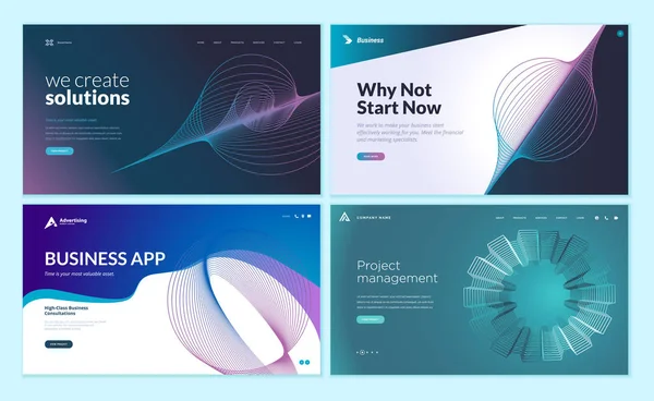 Weblap Sablonok Absztrakt Háttér Üzleti App Projekt Menedzsment Kreatív Megoldások — Stock Vector