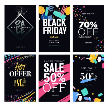 Siyah Cuma satışı. Vektör illüstrasyon kavramlar online alışveriş web sitesi ve mobil Web afiş, poster, bülten tasarımları, reklamlar, kuponlar, sosyal medya afiş, pazarlama malzemesi.