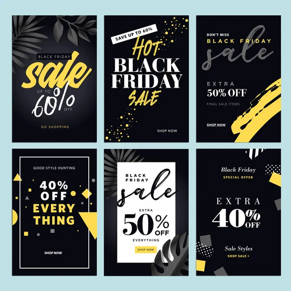 Black Friday Verkauf Vektor Illustrationskonzepte Von Online Shopping Webseiten Und — Stockvektor