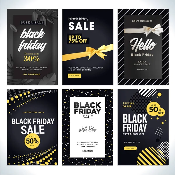 Black Friday Verkauf Vektor Illustrationskonzepte Von Online Shopping Webseiten Und — Stockvektor