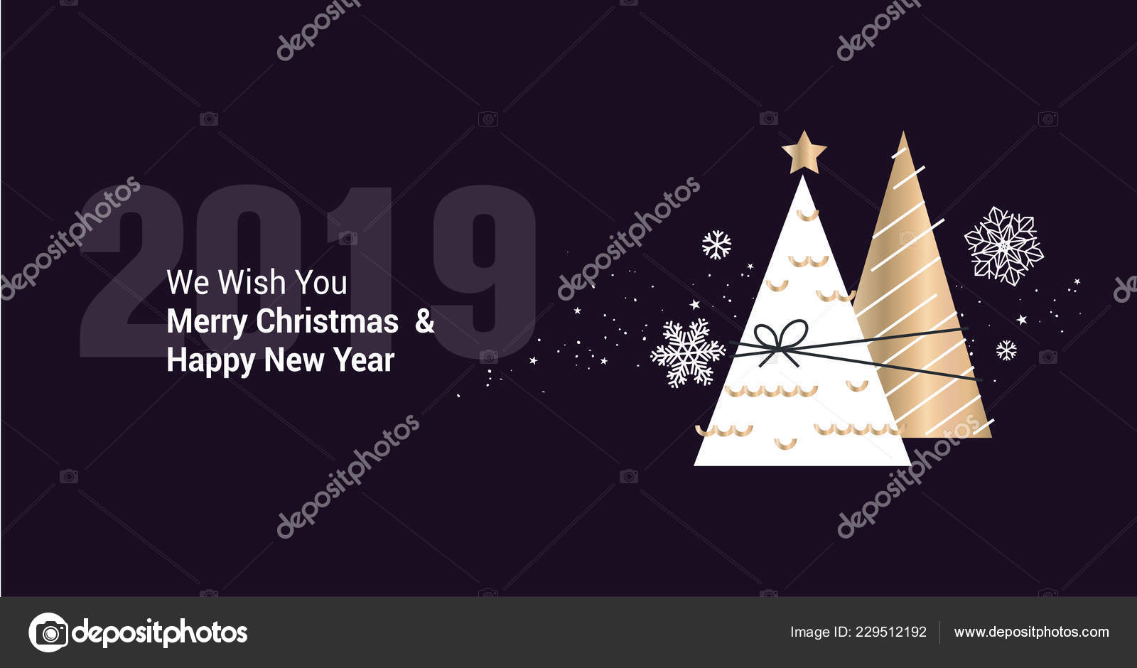 Vrolijke Kerstmis Gelukkig Nieuwjaar 2019 Groet Visitekaartje Vector Illustratie Concept Vectorafbeelding Door © Variant ⬇ Vectorstock #229512192