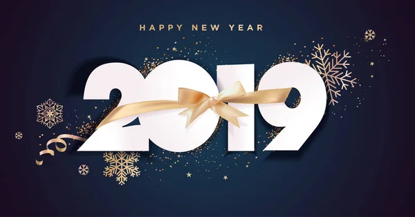 Ευτυχισμένο Νέο Έτος 2019 Business Ευχετήριας Κάρτας Vector Εικονογράφηση Έννοια — Διανυσματικό Αρχείο