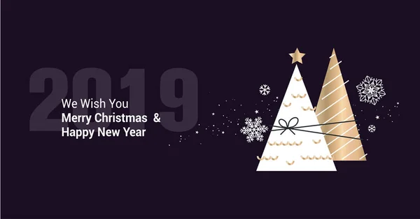 Feliz Navidad Feliz Año Nuevo 2019 Tarjeta Felicitación Negocios Concepto — Vector de stock