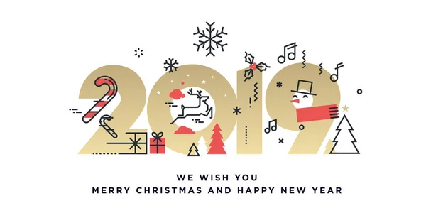 Joyeux Noël Bonne Année 2019 Carte Voeux Affaires Concept Illustration — Image vectorielle