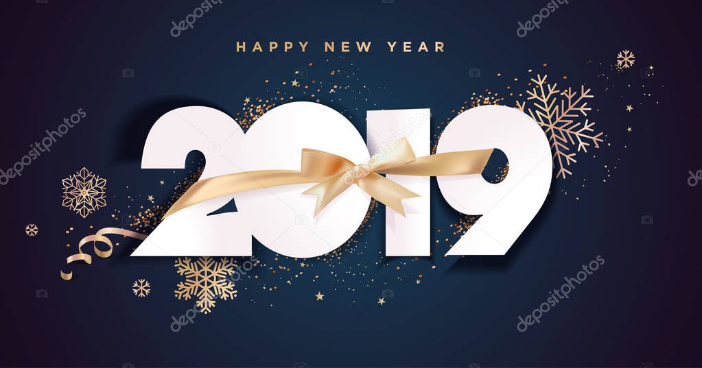Business Happy New Year 2019 greeting card. Vector illustration concept for background, greeting card, website and mobile website banner, party invitation card, social media banner, marketing material.