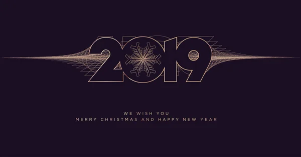 Feliz Navidad Feliz Año Nuevo 2019 Tarjeta Felicitación Negocios Moderno — Vector de stock