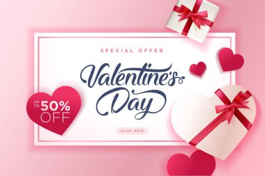 Sevgililer günü. Vektör illüstrasyon kavramı arka plan, tebrik kartı, Web ve mobil web banner, sosyal medya afişi, pazarlama malzemesi için.