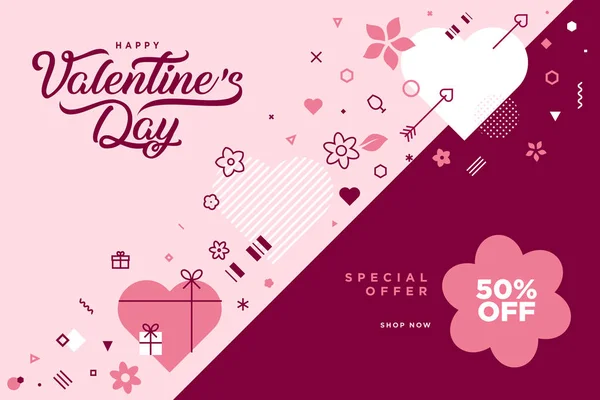 Día San Valentín Concepto Ilustración Vectorial Para Fondo Tarjeta Felicitación — Archivo Imágenes Vectoriales