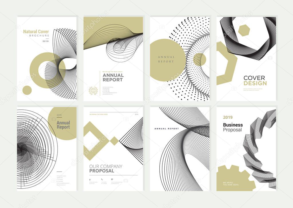 Set of brochure, annual report, flyer design templates in A4 size. Vector illustrations for business presentation, business paper, corporate document cover and layout template designs.