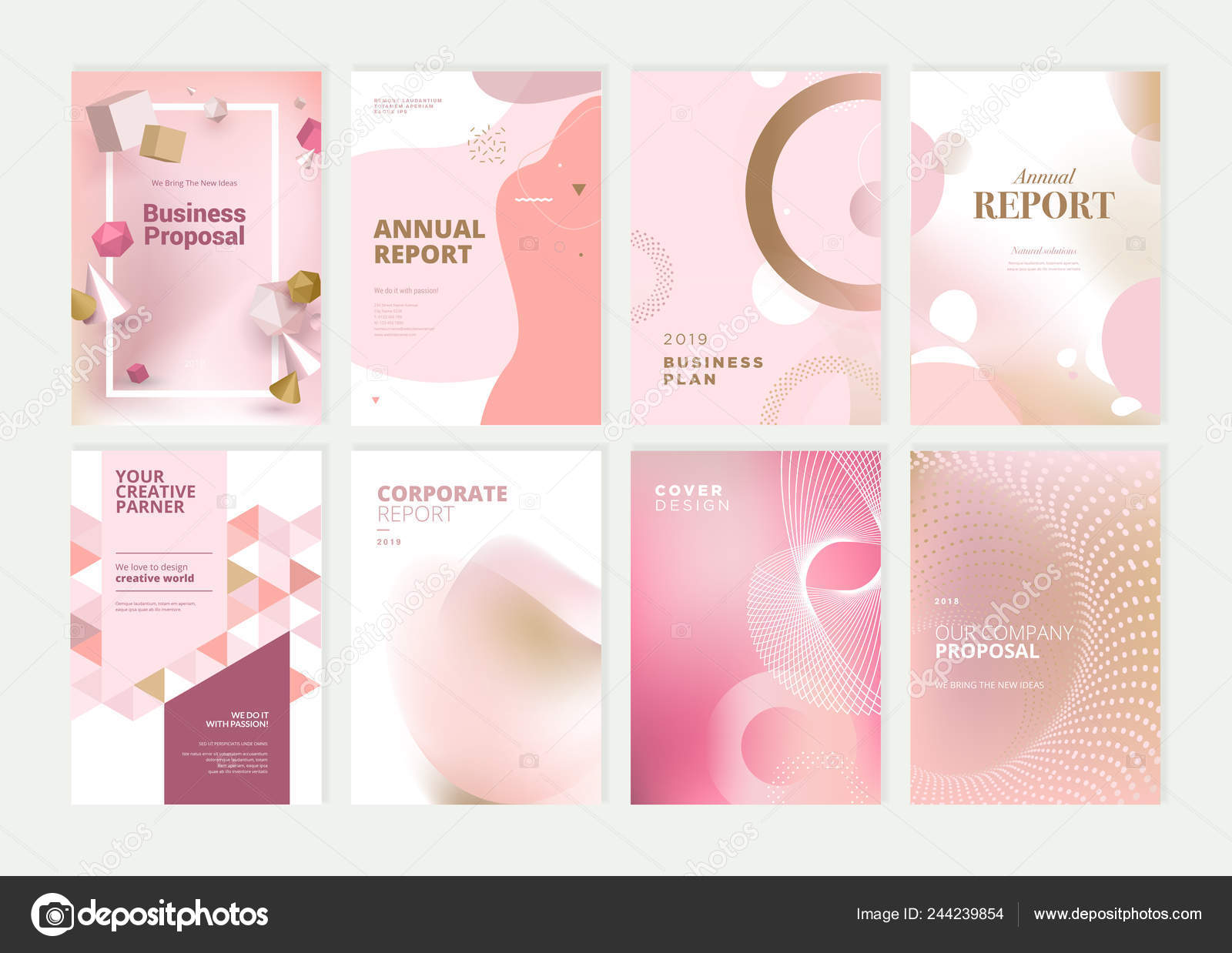 Set Brochure Annual Report Cover Design Templates Beauty Spa