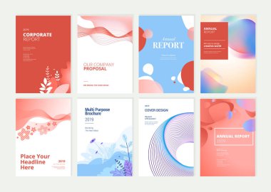 Set of brochure, annual report and cover design templates for beauty, spa, wellness, natural products, cosmetics, fashion, healthcare. Vector illustrations for business presentation, and marketing. clipart