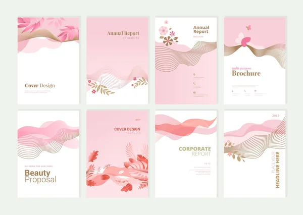 Ορίστε Φυλλάδιο Ετήσια Έκθεση Και Κάλυψη Σχεδιασμός Πρότυπα Ομορφιάς Spa — Διανυσματικό Αρχείο