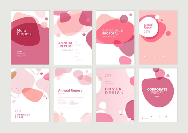 Ensemble Brochures Rapport Annuel Modèles Conception Couverture Pour Beauté Spa — Image vectorielle