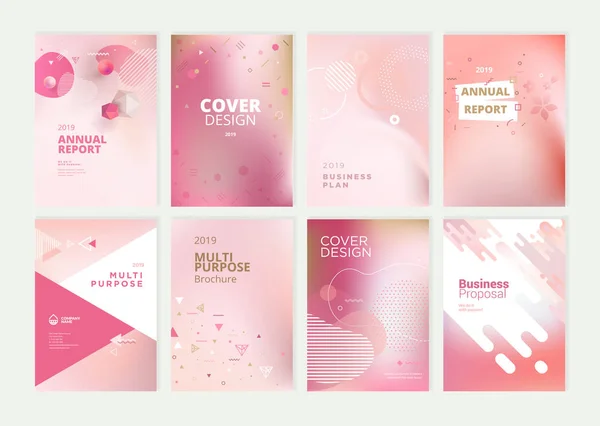 Broşür Ayarla Faaliyet Raporu Kapak Tasarım Şablonları Güzellik Spa Sağlık — Stok Vektör