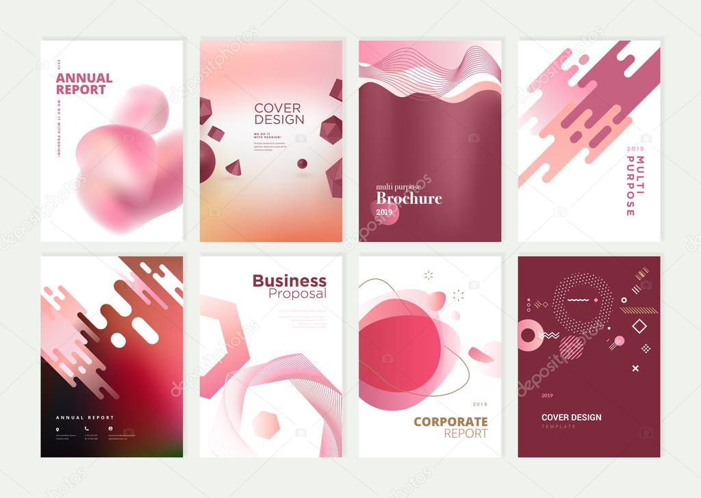 Set of brochure, annual report and cover design templates for beauty, spa, wellness, natural products, cosmetics, fashion, healthcare. Vector illustrations for business presentation, and marketing.