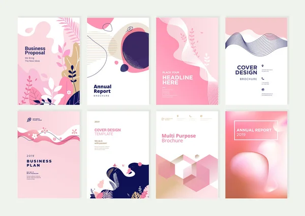 Set Brochure Report Annuale Modelli Design Beauty Spa Wellness Prodotti — Vettoriale Stock