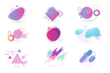 Soyut grafik tasarım elementleri. Logo tasarımı için vektör illüstrasyonları, web sitesi geliştirme, el ilanı ve sunum, arkaplan tasarımı, beyaz üzerine izole edilmiş.