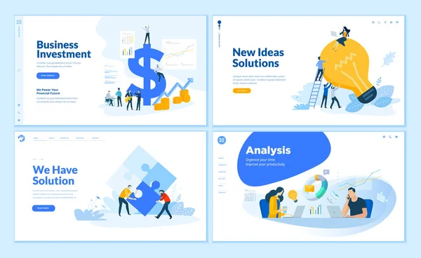 Web Page Design Templates Collection Business Solution Analysis Startup Innovative — Vector de stock