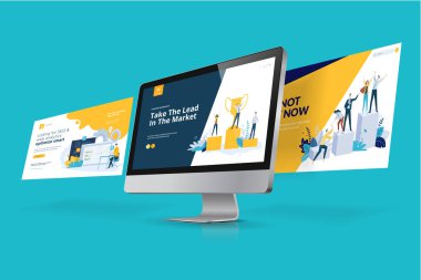 Web tasarım şablonu. Web sitesi tasarım ve geliştirme, uygulama geliştirme, SEO, iş sunumu, pazarlama vektör illüstrasyon kavramı.