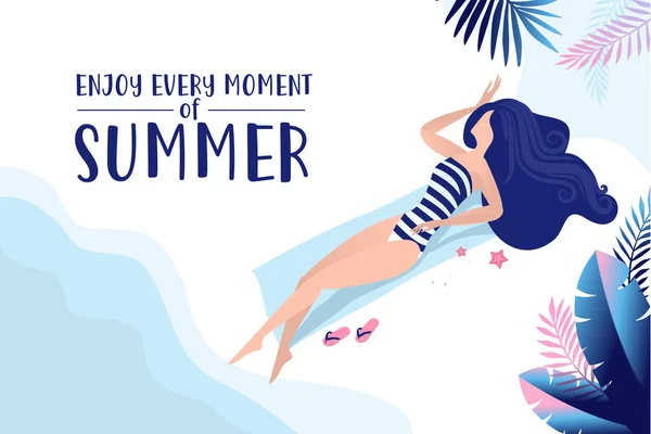 Sommerzeit Banner Flache Designvektorillustration Für Hintergrund Mobile Und Soziale Medien — Stockvektor