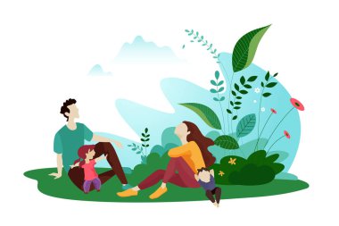 Doğa vektör illüstrasyon. Web ve sosyal medya afiş, arka plan, seyahat ve tatil reklamları, sunum şablonu, reklam malzemesi için düz tasarım konsepti.