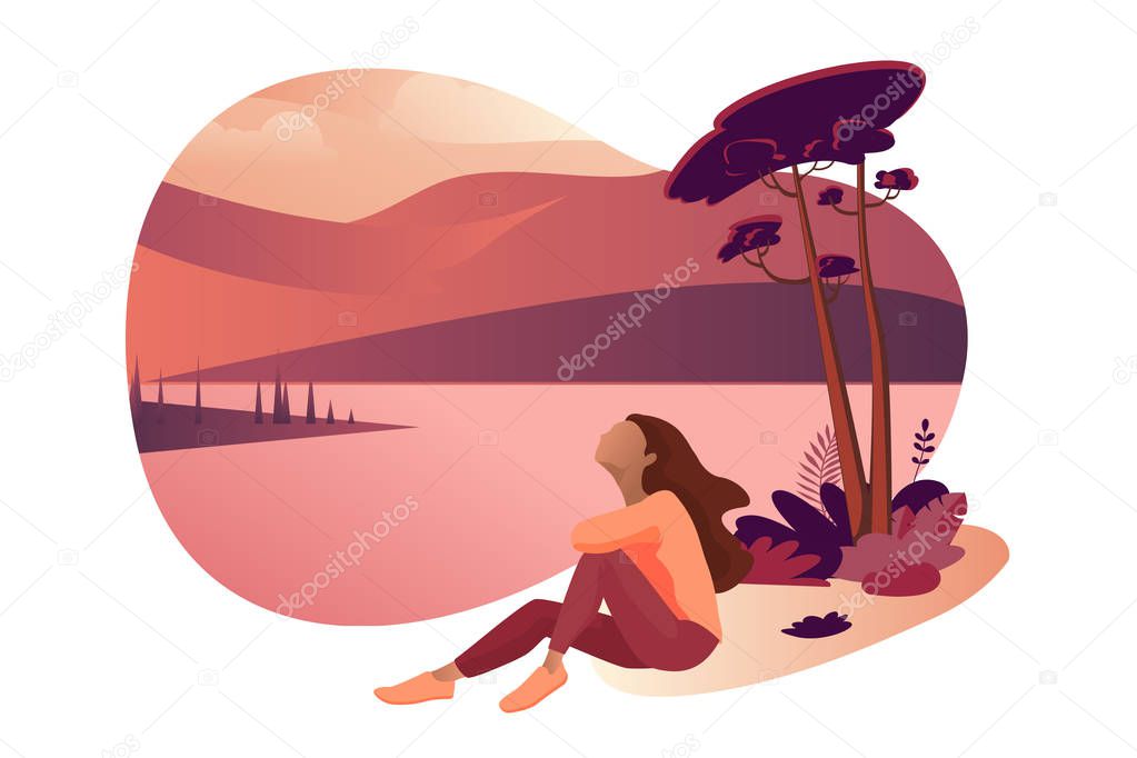 Summer vector illustration. Flat design concept for web and social media banner, background, summer card template, travel and holiday ads, advertising material.