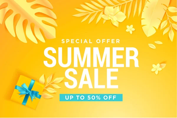 Summer Sale Web Banner Template Design Concept Website Design Advertising — Stock Vector