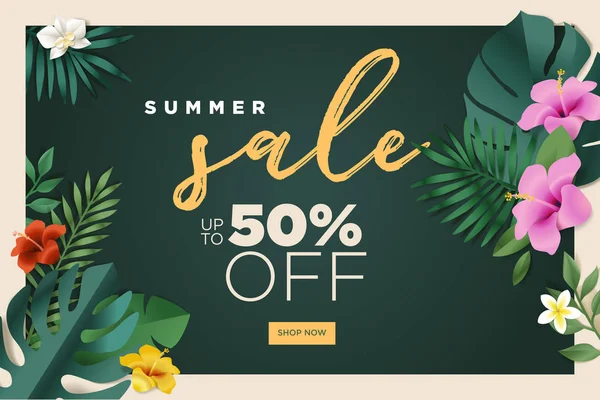 Summer Sale Web Banner Template Design Concept Website Design Advertising — Stock Vector