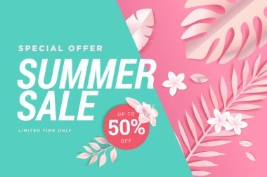 Yaz indirimi. Web banner şablonu tasarımı. Web sitesi tasarımı, reklam, sosyal medya afiş, reklamlar, satış promosyon, poster, pazarlama malzemesi için kavram.