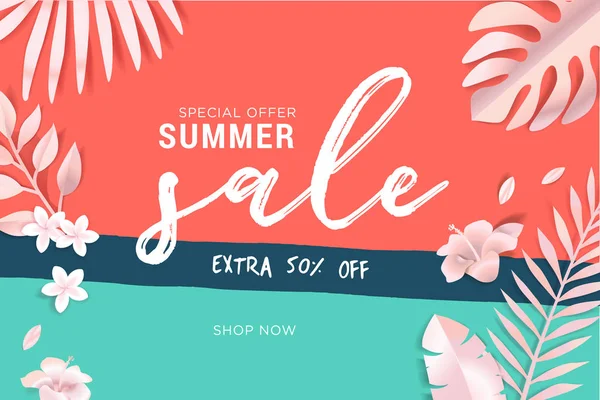 Summer Sale Web Banner Template Design Concept Website Design Advertising — Stock Vector