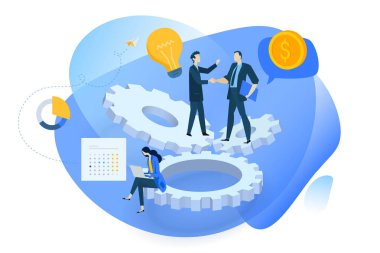 6.idea'dan gerçekleştirilmesi, crowdfunding, ürün geliştirme düz tasarım kavramı. Web sitesi afiş, pazarlama malzemesi, iş sunumu, online reklam için Vektör illüstrasyon.