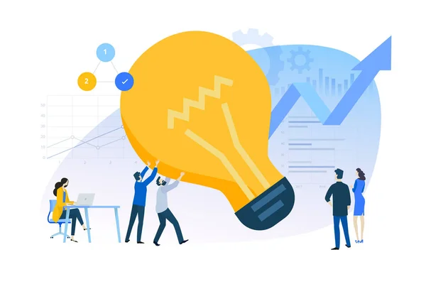 Innovatív Megoldások Síktervezési Koncepciója Fejlesztések Vektoros Illusztráció Weboldal Banner Marketing — Stock Vector