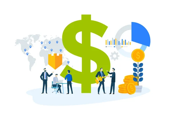 Flat Design Concept Global Investment Market Trends Economic Analysis Banking — Stock Vector