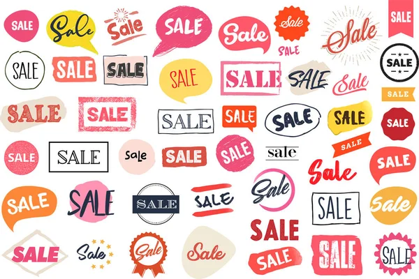 Satz Etiketten Und Aufkleber Für Verkauf Produktwerbung Sonderangebot Einkaufen Commerce — Stockvektor
