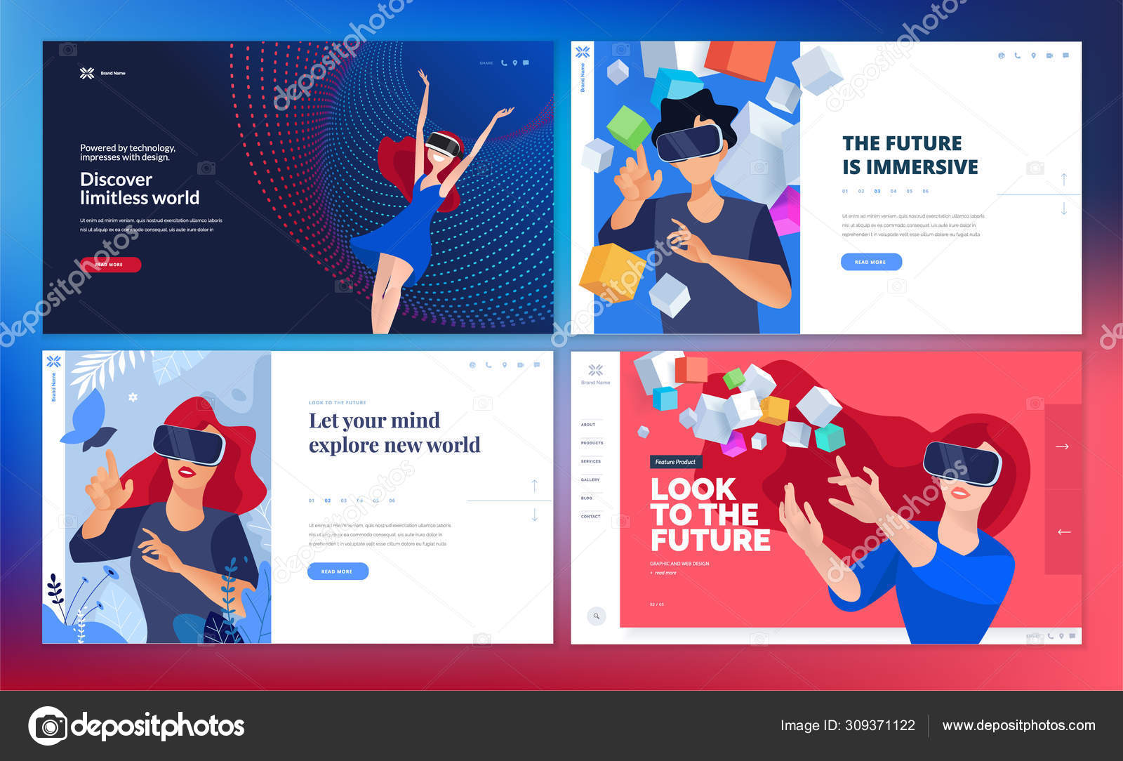 Web Design Templates Virtual Reality Vector Illustration Concept Web Design Stock Vector Image By C Variant 309371122