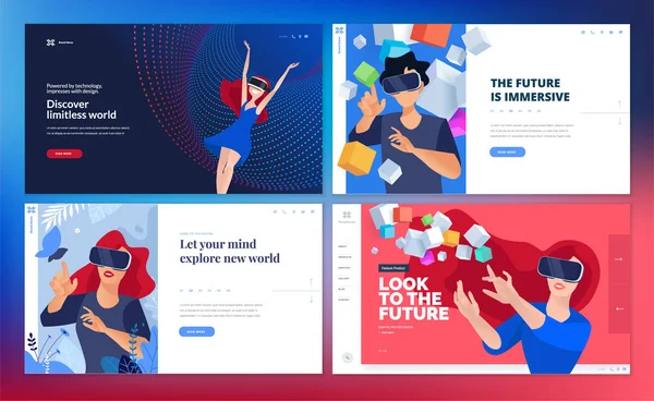 Web Design Templates Van Virtual Reality Vector Illustratie Concept Voor — Stockvector